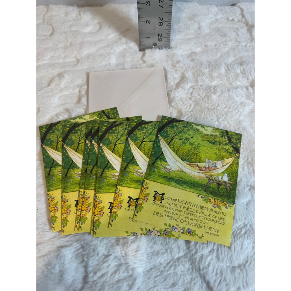 Mary Engelbreit Pooch & Sweetheart Hammock Greeting Cards Set of 8 with Envelope